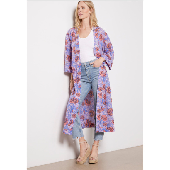 CLEOBELLA NWT Zoya Long Duster Kimono Wrap Cover Up // XS/S - Picture 1 of 13